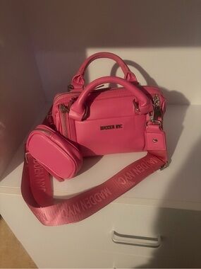 MADDEN NYC Pink Mini Satchel with Logo Strap